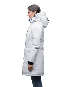 Parka matelassée en tricot Merideth à capuche et veste d'hiver en peluche pour femme gris clair de qualité supérieure - Product Image 3