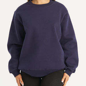 Ropa de invierno para mujer, sudadera de gran tamaño, Material de algodón 100%, ropa de calle transpirable, cuello redondo, hombro caído, logotipo personalizado - Product Image 1