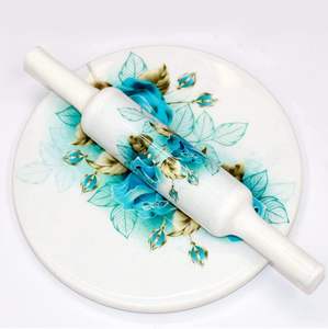 <b>Wooden</b> Chakla Belan Set with Floral Pattern Eco-Friendly Kitchen Tool Indian Collectible Customized Designs - Product Image 1