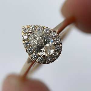 1.55 CTW Pear Lab แหวนหมั้นเติบโตขึ้นได้รับการรับรอง IGI แหวนบังเหียนแหวนฮาโลวินเทจเครื่องประดับเพชร CVD สำหรับงานแต่งงาน - Product Image 4