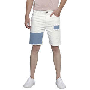 กางเกงยีนส์ขาสั้นแฟชั่นสำหรับผู้ชายกางเกงยีนส์ขาสั้นทรงขาดรายละเอียดและสีซีดสำหรับสไตล์อินเทรนด์ - Product Image 1