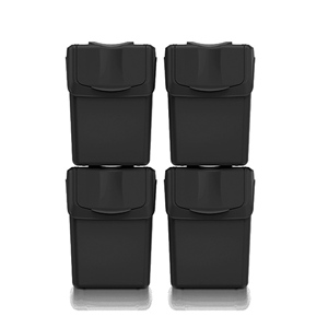 Ensemble de 4 poubelles KEDEN SORTIBOX, plastique 100% recyclé, noir, 80L - Product Image 1