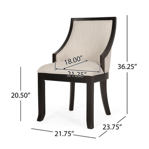 Silla de Comedor Denova Hecha de Madera de Teca Sólida con Cojín de Tela Beige y Nogal - Product Image 5