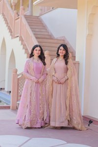Designer indien nouvelle robe Collection Fendy Chifron tissu avec multi paillettes broderie travail pour les femmes vêtements de mariage - Product Image 6