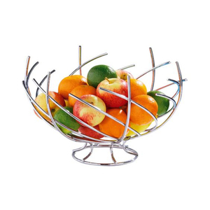 Hermosa cesta de almacenamiento de frutas frescas de forma curva Cesta de frutas de alambre de metal de primera calidad Diseño clásico Cesta de frutas de color dorado - Product Image 6