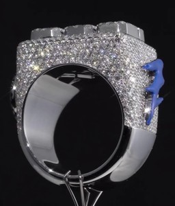 Luxury Pave Moissanite Custom Number <b>Ring</b> <b>925</b> <b>Silver</b> Unisex Party Wear Round Brilliant Cut Iced Out Statement <b>Ring</b> - Product Image 6