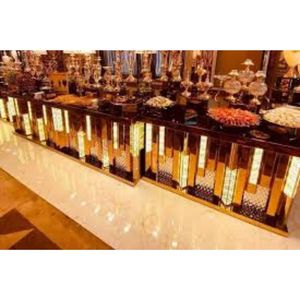 Regal Banquet Comptoir de mariage Table de présentation de buffet de luxe en acier inoxydable avec lumières LED pour hôtels, événements, restauration Décoration - Product Image 4