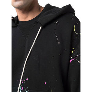 Venta al por mayor de sudaderas con capucha de salpicaduras de tinta DIY personalizado gramos gruesos de algodón desgastado pintura multicolor Sudadera con capucha con cuerda - Product Image 3