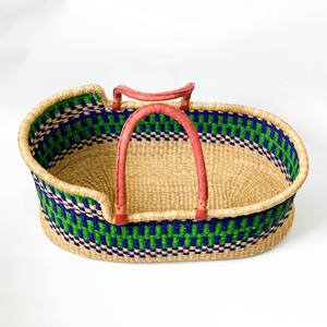 Nouveau design naturel jonc de mer bébé panier meilleure vente herbe de mer raphia moïse paniers pour les nourrissons - Product Image 5