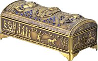 Boîte à bijoux décorative de style égyptien antique en métal, fabriquée en Égypte (laiton antique), faite à la main par Adiba Home Decor