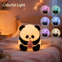 Veilleuse LED Panda en ABS en forme de biberon, mignonne, adorable, douce, souple, à piles, tactile et à intensité variable, pour la maison, la chambre d'enfant, le bureau et comme cadeau