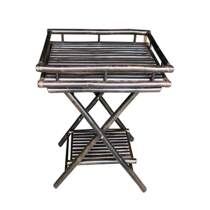 Table de majordome pliante en bambou écologique de style fermier avec plateau amovible prix de gros de l'usine du Vietnam - Product Image 4