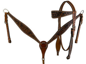 Logo personnalisé de haute qualité Western Horse Tack Set collier de poitrine en cuir de vache véritable et produit saisonnier à une oreille - Product Image 4