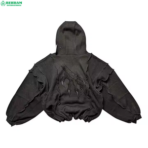 Sweat-shirt décontracté à capuche vierge coupe classique, 430 g/m², 100 % coton molletonné/éponge française, délavage à la pierre, avec logo personnalisé et conception OEM - Product Image 6