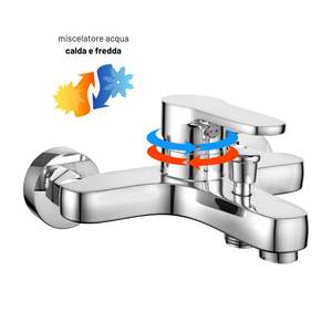 Mezclador de baño externo de una sola palanca serie Blus con acabado cromado pulido Juego de ducha cromado Paquete de 1 - Product Image 2