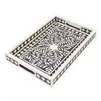 Plateau de service rectangulaire en résine écologique avec incrustation de bois, modèle Antique Love, fait main, poignées de qualité supérieure, décoration personnalisée pour la maison