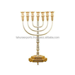 Candelabro de menorá antiguo de Metal decorativo judío más vendido, candelabro alto Retro para decoración del hogar, fabricante de India - Product Image 2