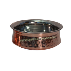 Service de table indien très vendu, ensemble de handi en cuivre et acier inoxydable, luxe élégant, plats de service pour mariage, design martelé, restaurant - Product Image 3