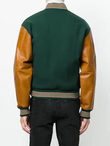 Venta al por mayor de alta calidad de lana Chenille parches botón verde de gran tamaño de la Universidad al aire libre Letterman personalizado béisbol Varsity chaquetas - Product Image 3