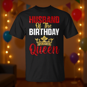 Maglietta per la festa del marito 'Birthday Queen's Husband', Regalo per il marito, Maglietta promozionale personalizzabile festiva - Product Image 3