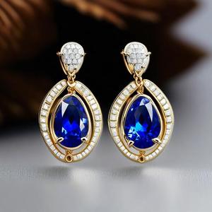 Women's Beautiful <b>Silver</b> Dangle Drop <b>Earrings</b> Fashion Jewelry With Pear and Diamond for Wedding Party Gift - Product Image 3