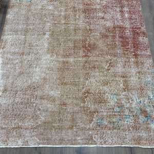 Turkish 5.2x9.8 ft Rug, Large Vintage Rug, <b>Brown</b> Red Camouflage <b>Wool</b> Rug - Product Image 2