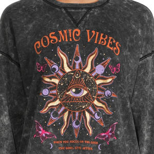 Superventas 450 GSM sudaderas con capucha mujer Otoño Invierno lavado gris manga larga algodón polar cuello redondo sudadera - Product Image 2