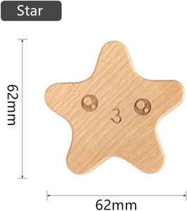 ลูกบิดตู้ตกแต่งลายดาวสำหรับเด็กทำด้วยมือลูกบิดลิ้นชักไม้พร้อมสกรู10ชิ้นลูกบิดตู้ไม้ธรรมชาติที่จับดึง - Product Image 2