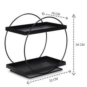 Porte-épices de cuisine en fer à deux niveaux tendance avec des accents décoratifs et un ton vintage adapté pour accrocher ou placer du verre - Product Image 2