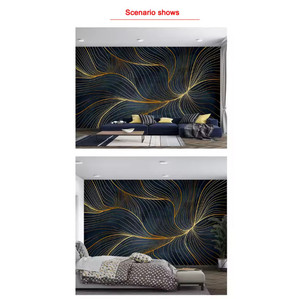 Papier Peint Mural Vintage Abstrait Ligne d'Or Personnalisé 3D Auto-Adhésif Chambre Salon Canapé Tv Fond Mur <span class=keywords><strong>Restaurant</strong></span> 3D - Product Image 4