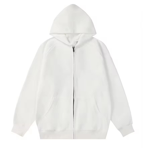 เสื้อมีฮู้ดแบบกำหนดเองแนวสตรีทแขนแร็กแลนซิปรูดซิปโลหะสำหรับผู้ชายเสื้อมีฮู้ดผ้าขนแกะ400gsm - Product Image 6