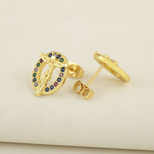 QIKU Vente en gros Boucles d'oreilles à clous en cuivre de qualité, design original chrétien religieux de Jésus, pour le marché européen - Product Image 6