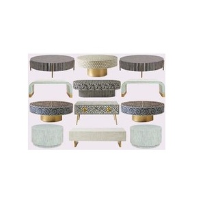 Vente exclusive de table basse incrustée de mop noir et blanc avec design incrusté d'os meubles de qualité standard pour les mariages et diwali - Product Image 2
