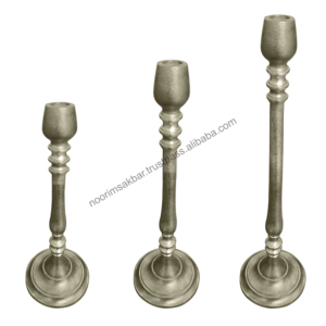 Nouveauté 2026 : Ensemble de 3 bougeoirs en aluminium doré de qualité supérieure avec un design unique, idéal pour les cérémonies religieuses - Product Image 2