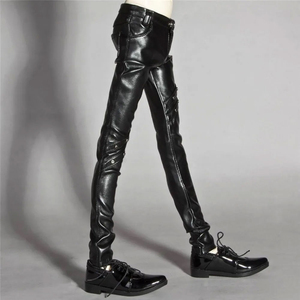 Chándal de cuero de estilo informal para hombre con chaqueta y pantalones con cremallera Ropa de calle elegante Patrón recto de moda - Product Image 3