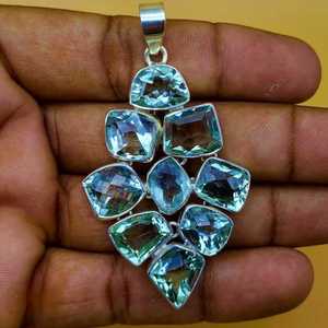 Faceted Green <b>Amethyst</b> Chunky Pendnat Made In 925 Sterling Silver Bohemian Heavy Necklace Gift Item For Her Simple - Product Image 1