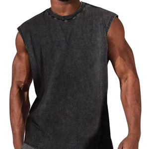 Débardeur pour homme de haute qualité, couleur noire, délavé à l'acide, nouveau design 2025, respirant, taille plus, débardeur de sport pour homme, débardeur de gym par Bearfit - Product Image 1