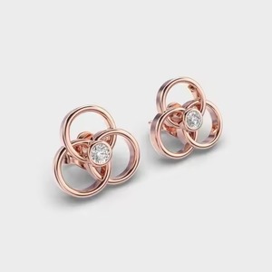 Top Quality <b>Huggie</b> Hoop Earrings In 10k Yellow Gold Trendy Jewelry with Lab Grown Diamond Fine Jewelry Earring for Export Sale - Product Image 3