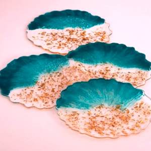 RÉSINE ROUGE Vente chaude en bois marbre résine personnalisée sous-verre avec couleur naturelle et personnalisée fabriqué en Inde - Product Image 3