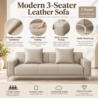 Premium 3-Sitzer Echtleder-Sofa Moderne Büro-Empfangscouch für Lounge und Wohnzimmer