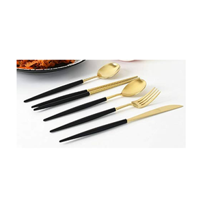 Juego de cubiertos de latón con mango cuadrado PVD espejo a granel dorado para uso en bodas y restaurantes - Product Image 1