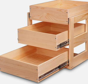 Cesta extraíble de madera para despensa con marco de cierre suave - Product Image 1