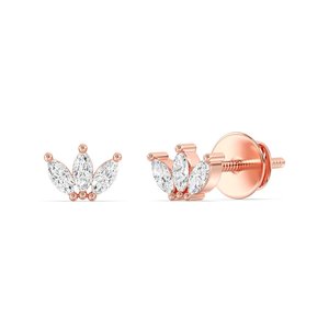Marquise Cut Lab Grown Diamond Three <b>Stone</b> Stud Earrings - Product Image 5
