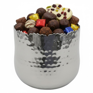Bol de service décoratif en aluminium martelé fait main, à bord festonné, pour chocolats, fruits secs, décoration intérieure, par Indian Metal World - Product Image 4