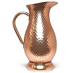 Pichet en métal antique à col large et poignée solide conçu pour la décoration de table à manger ou les modes de vie basés sur l'ayurveda - Product Image 2