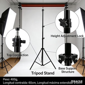 Trépied métallique extensible de 2,1 mètres avec design portable et étanche, capacité de charge de 3 kg pour la photographie et l'éclairage - Product Image 4