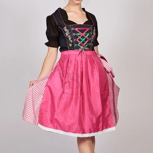 Vestido Dirndl Alemán Austriaco para Mujer, Verde, Traje Tradicional de Oktoberfest, 3 Piezas, Blusa y Delantal Incluidos, Dirndl de Oktoberfest 2025 - Product Image 2