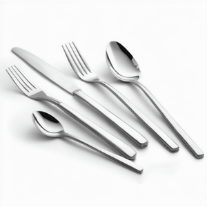 Bạc nhân đôi thép dao kéo Flatware Set Bạc dao kéo thiết lập 24PC phong cách cổ điển rắn không gỉ đám cưới bền vững thanh lịch - Product Image 1