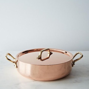 Vente chaude martelé cuivre casserole Dis avec couvercle pendaison de crémaillère cadeau cuivre chauffe-aliments - Product Image 4