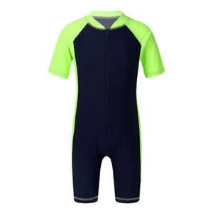 Maillot de bain unisexe pour enfants Combinaison courte à fermeture éclair avec manches courtes Maillot de bain avec logo avant pour filles et garçons Haus Industries - Product Image 3
